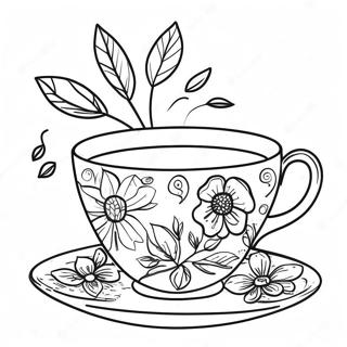 صفحه رنگ‌آمیزی فنجان چای صفحات رنگ‌آمیزی